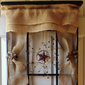 Primitive wooden window frame wall hanging